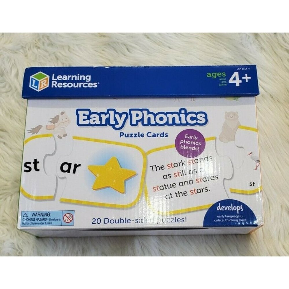 Early Phonics Puzzle Cards Learning Resources 2-Piece Puzzles Set of 20 Ages 4+